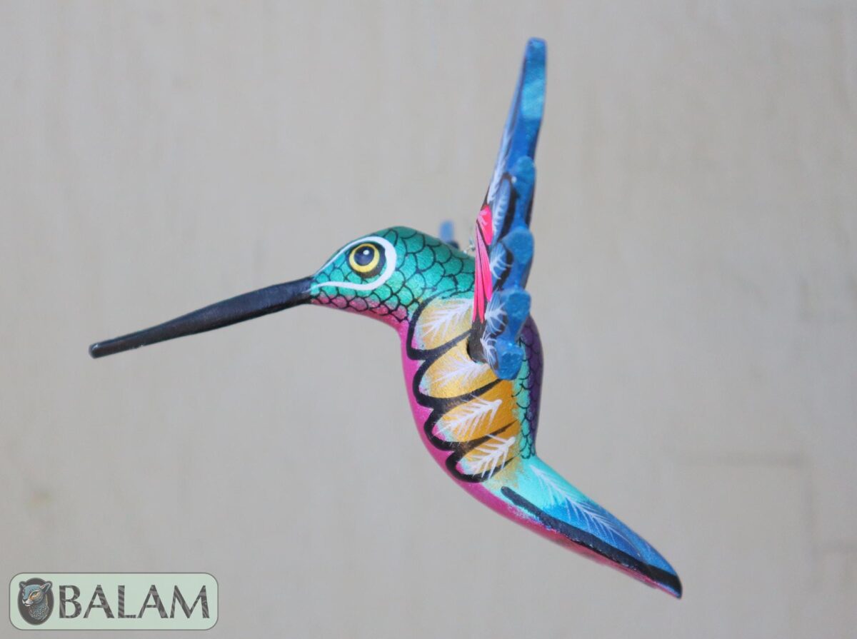 Metallic colors Hummingbird Alebrije, Hummingbird ornament, Wood copal sculpture, bird alebrije, Colibri alebrije. - Image 5