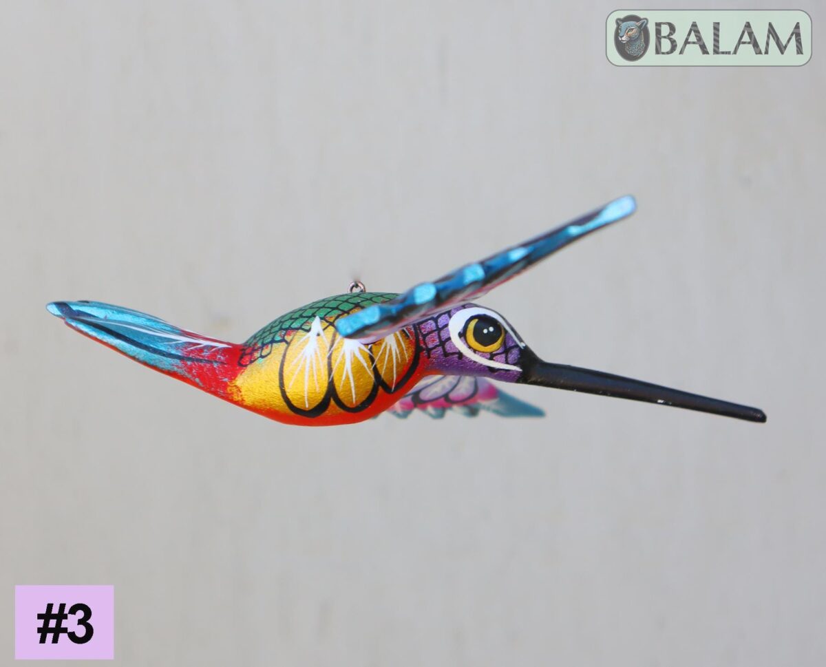 Metallic colors Hummingbird Alebrije, Hummingbird ornament, Wood copal sculpture, bird alebrije, Colibri alebrije. - Image 7