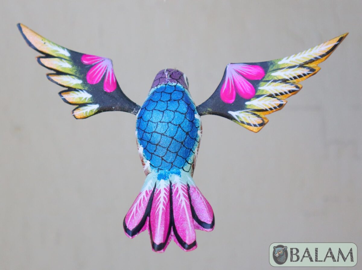 Metallic colors Hummingbird Alebrije, Hummingbird ornament, Wood copal sculpture, bird alebrije, Colibri alebrije. - Image 3