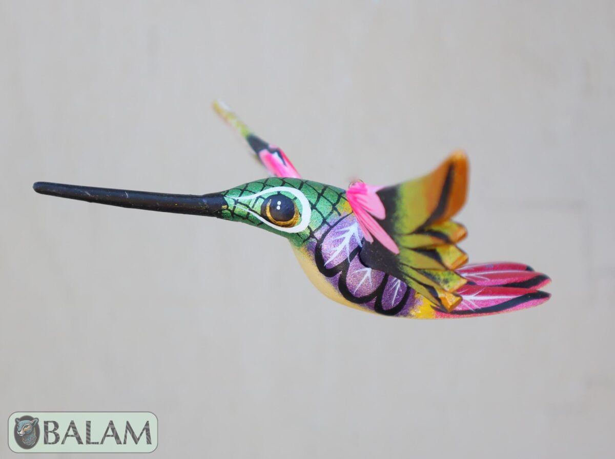 Metallic colors Hummingbird Alebrije, Hummingbird ornament, Wood copal sculpture, bird alebrije, Colibri alebrije. - Image 8