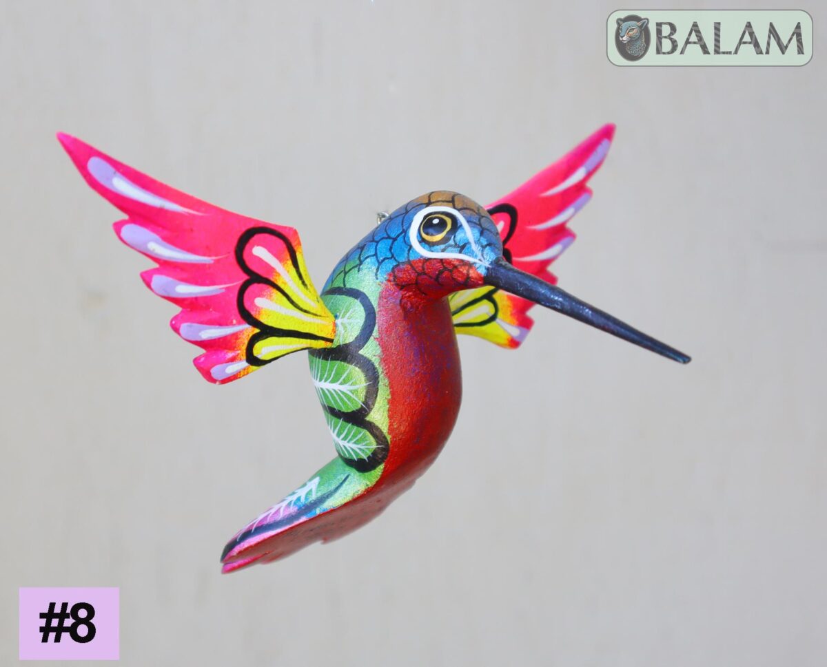 Metallic colors Hummingbird Alebrije, Hummingbird ornament, Wood copal sculpture, bird alebrije, Colibri alebrije. - Image 9
