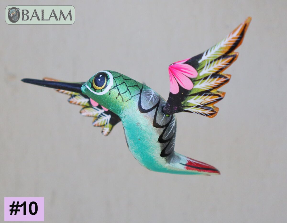 Metallic colors Hummingbird Alebrije, Hummingbird ornament, Wood copal sculpture, bird alebrije, Colibri alebrije. - Image 3