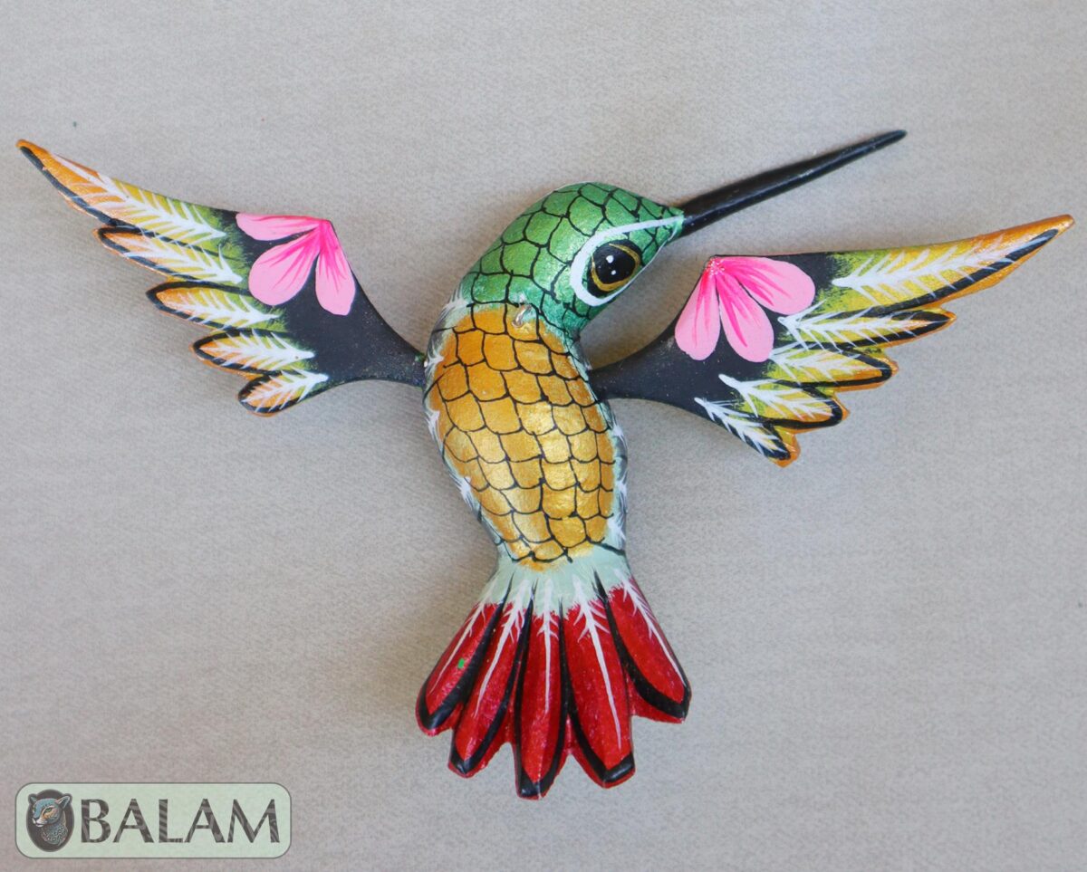 Metallic colors Hummingbird Alebrije, Hummingbird ornament, Wood copal sculpture, bird alebrije, Colibri alebrije. - Image 5