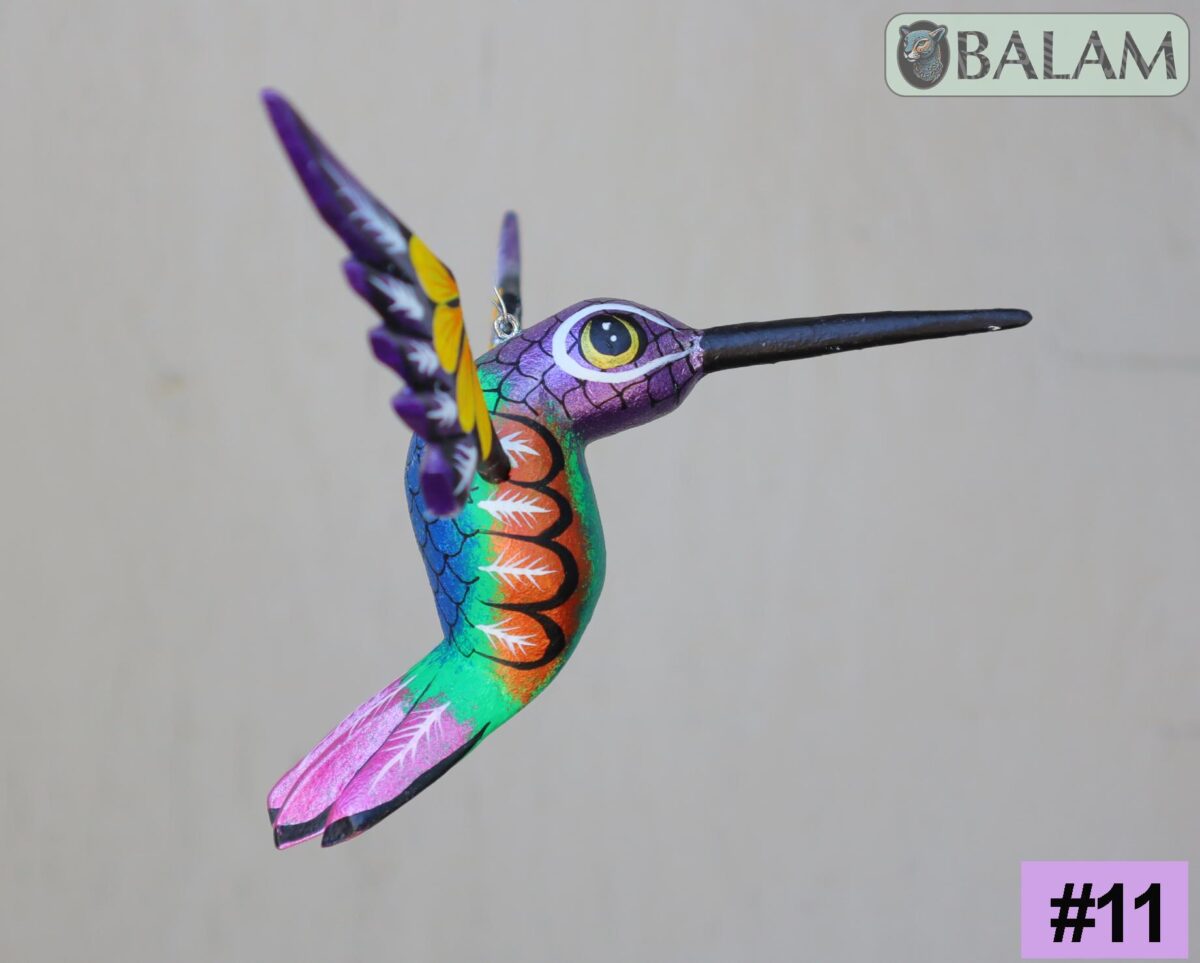 Metallic colors Hummingbird Alebrije, Hummingbird ornament, Wood copal sculpture, bird alebrije, Colibri alebrije. - Image 6