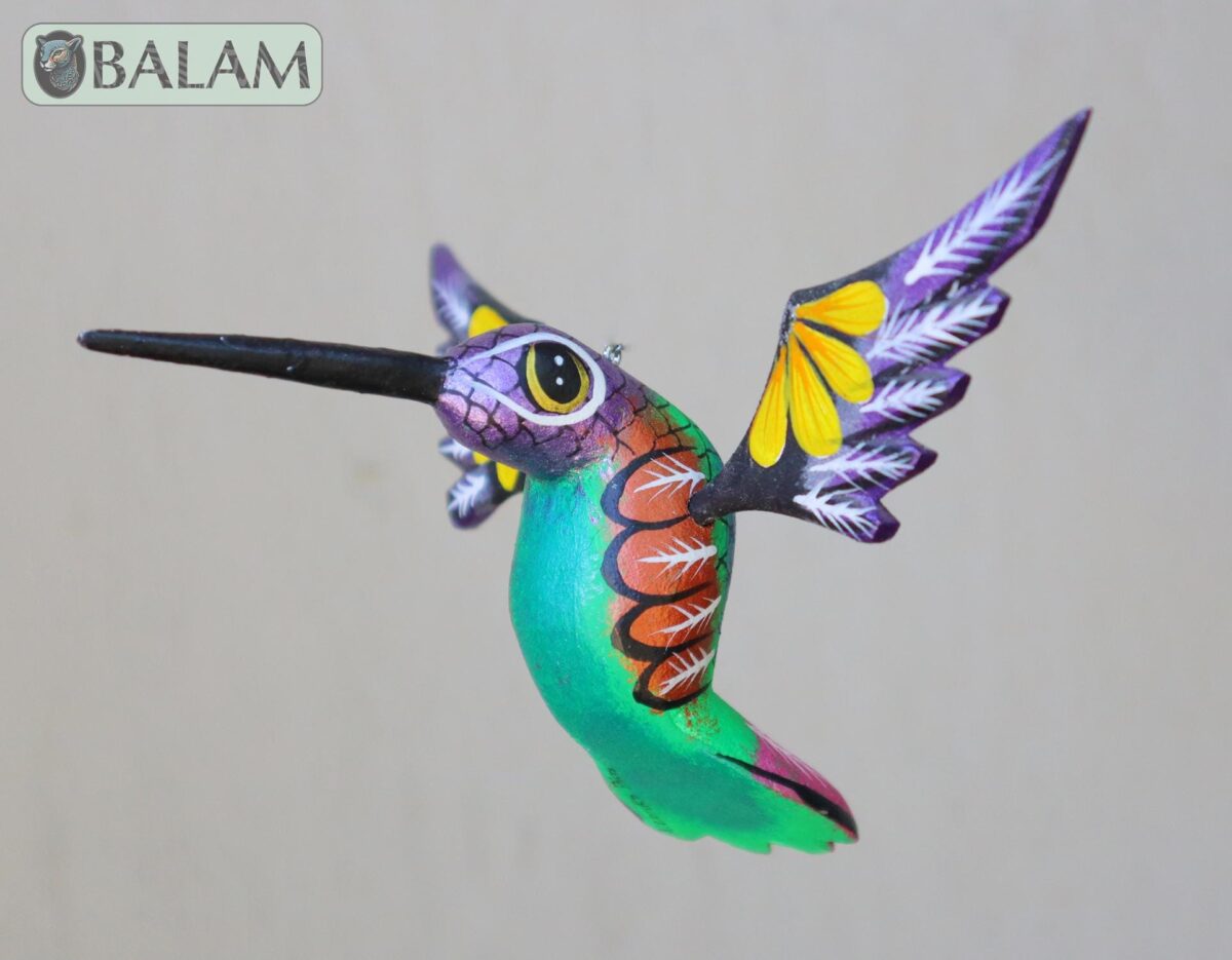 Metallic colors Hummingbird Alebrije, Hummingbird ornament, Wood copal sculpture, bird alebrije, Colibri alebrije. - Image 7