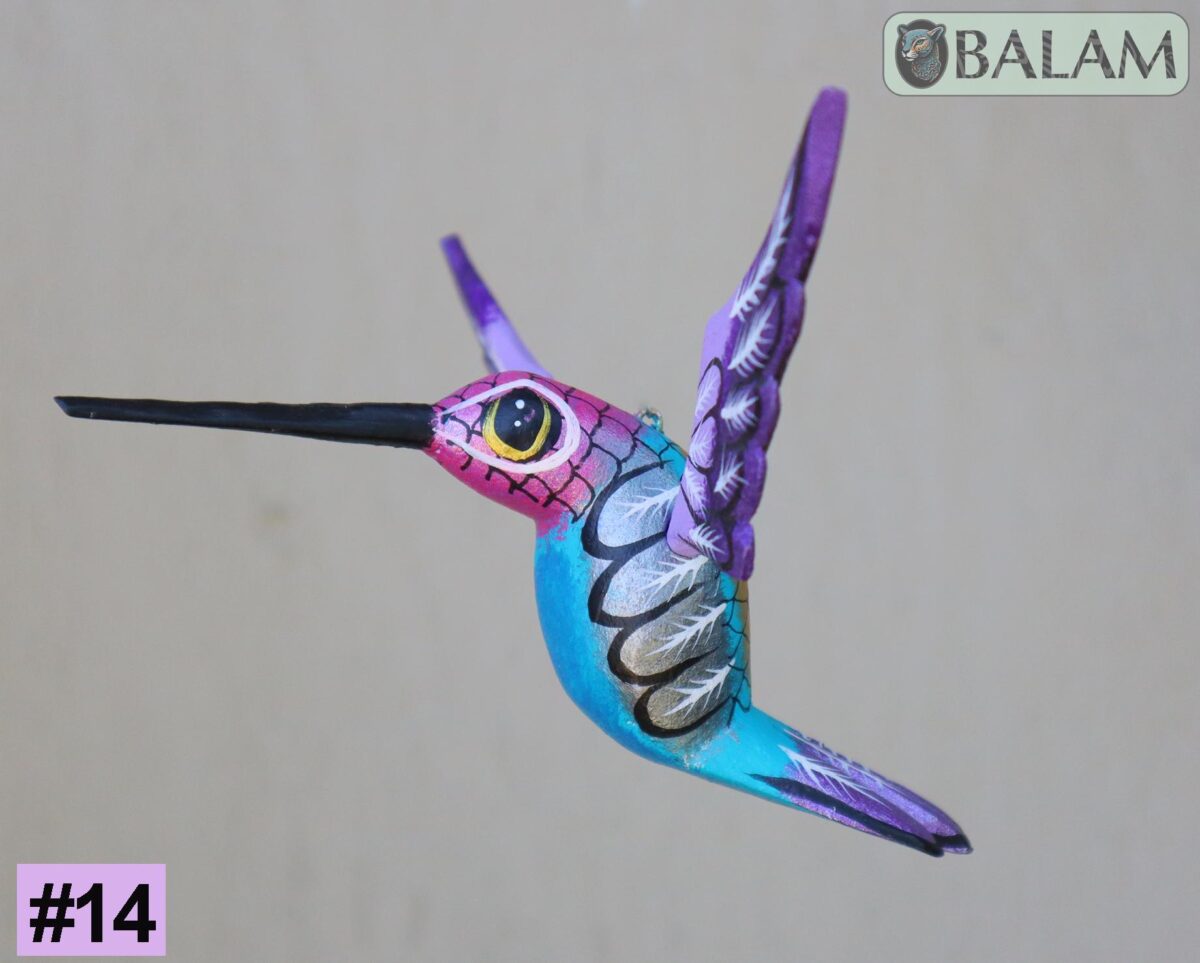 Metallic colors Hummingbird Alebrije, Hummingbird ornament, Wood copal sculpture, bird alebrije, Colibri alebrije. - Image 7