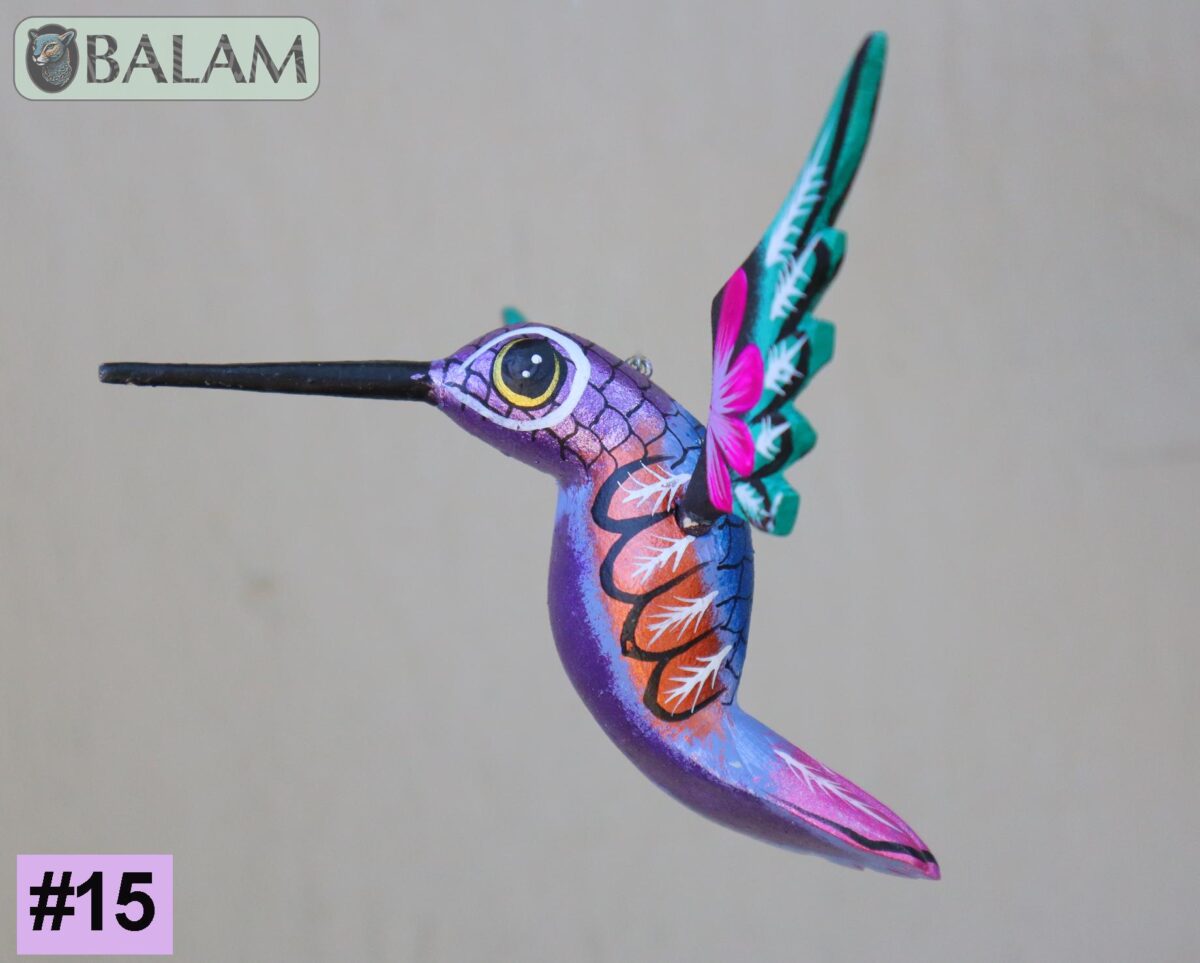 Metallic colors Hummingbird Alebrije, Hummingbird ornament, Wood copal sculpture, bird alebrije, Colibri alebrije. - Image 9