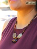 Ceremonial necklace, Agate and tiger's eye necklace, Native necklace, crystal beads, Adjustable tiger's eye necklace, bear pendant.
