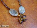 Ceremonial necklace, Agate and tiger's eye necklace, Native necklace, crystal beads, Adjustable tiger's eye necklace, bear pendant.