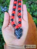 Ceremonial necklace, Owl obsidian necklace, Mayan Necklace, Adjustable obsidian necklace, seed bead necklace, owl obsidian.