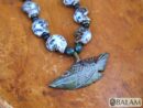 Fish serpentine pendant, ocean necklace, clay beads, Natural serpentine stone, carved stones, Mayan, jasper and wire details, adjustable