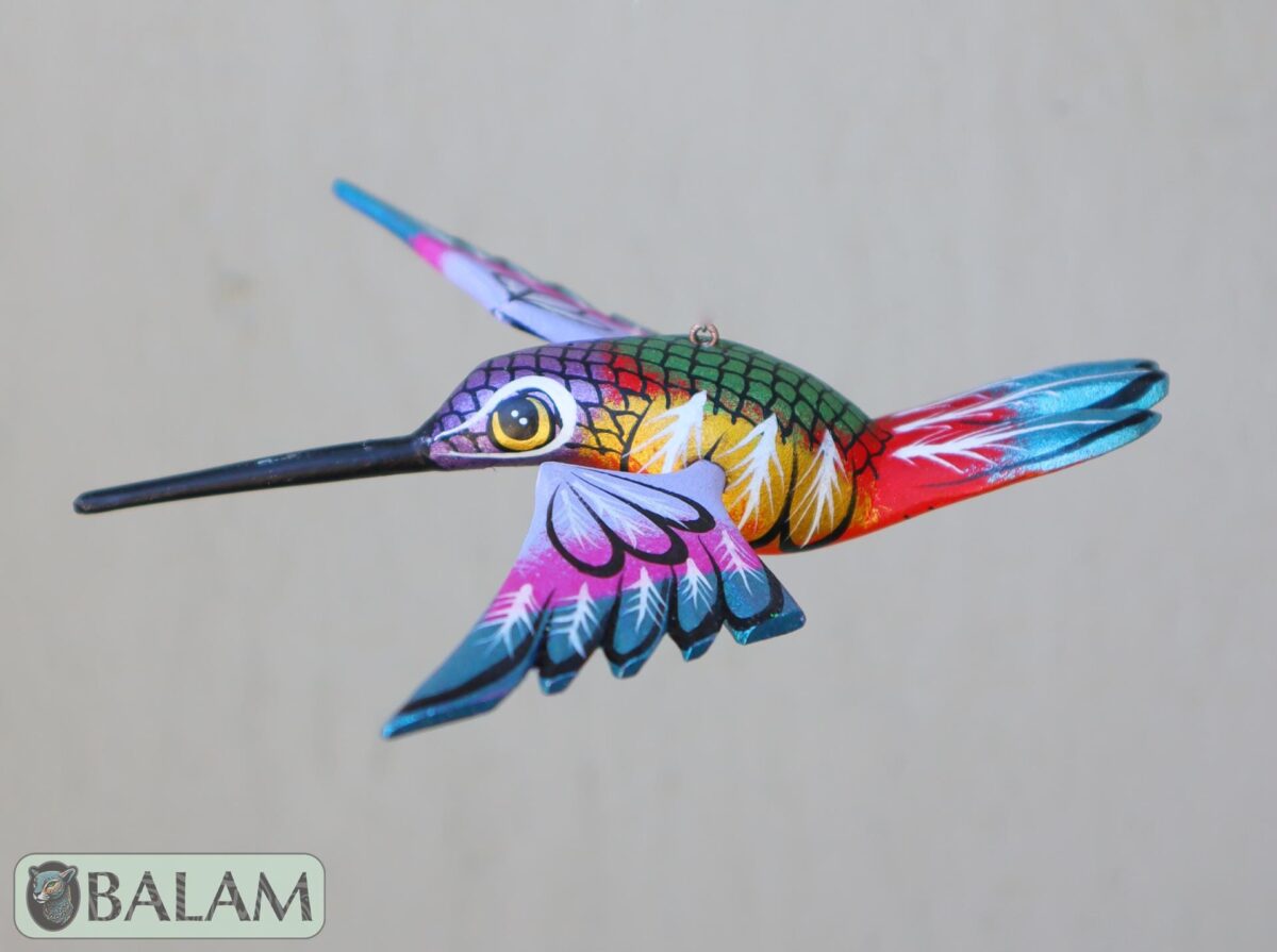 Metallic colors Hummingbird Alebrije, Hummingbird ornament, Wood copal sculpture, bird alebrije, Colibri alebrije. - Image 8