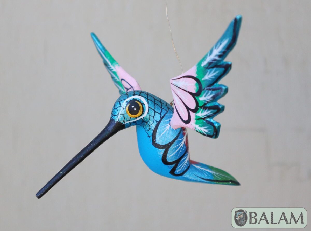 Metallic colors Hummingbird Alebrije, Hummingbird ornament, Wood copal sculpture, bird alebrije, Colibri alebrije. - Image 10