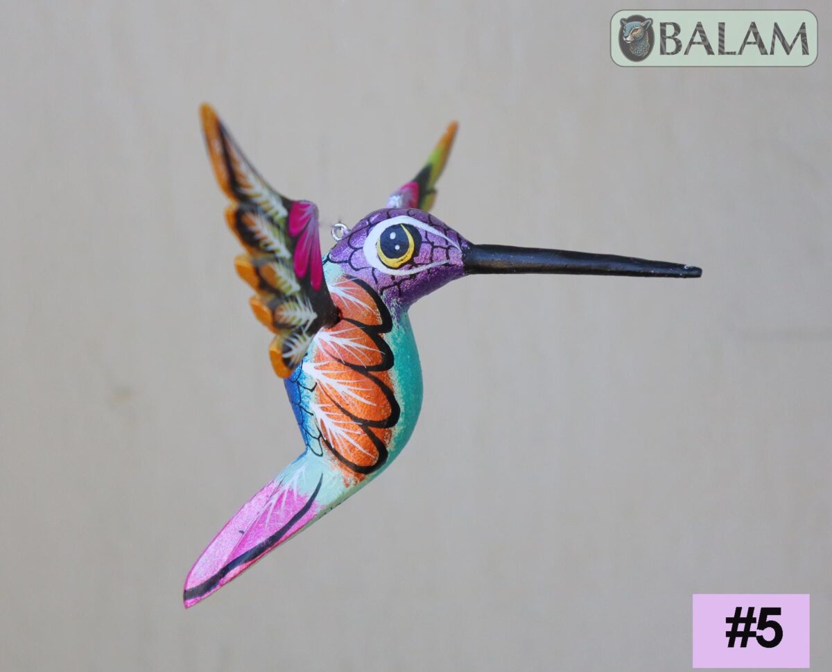 Metallic colors Hummingbird Alebrije, Hummingbird ornament, Wood copal sculpture, bird alebrije, Colibri alebrije. - Image 2
