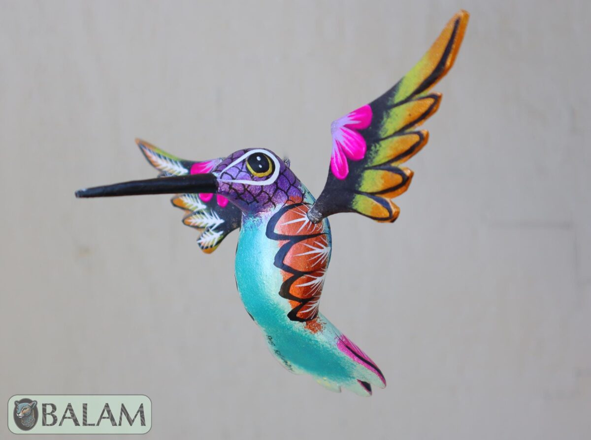 Metallic colors Hummingbird Alebrije, Hummingbird ornament, Wood copal sculpture, bird alebrije, Colibri alebrije.