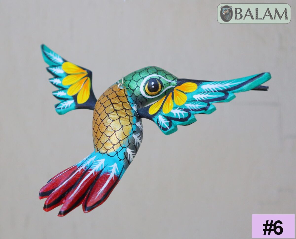 Metallic colors Hummingbird Alebrije, Hummingbird ornament, Wood copal sculpture, bird alebrije, Colibri alebrije. - Image 4