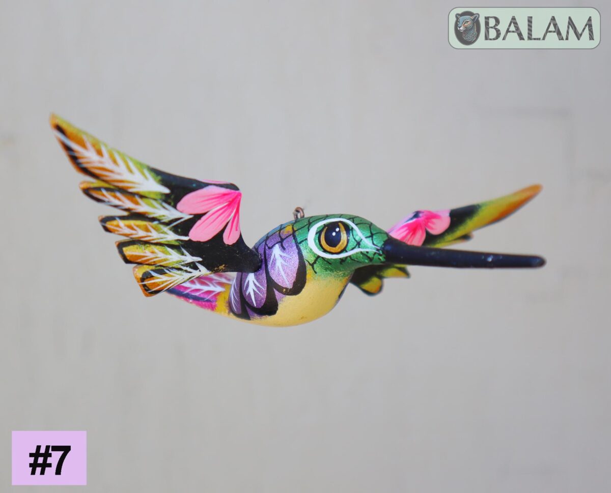 Metallic colors Hummingbird Alebrije, Hummingbird ornament, Wood copal sculpture, bird alebrije, Colibri alebrije. - Image 7