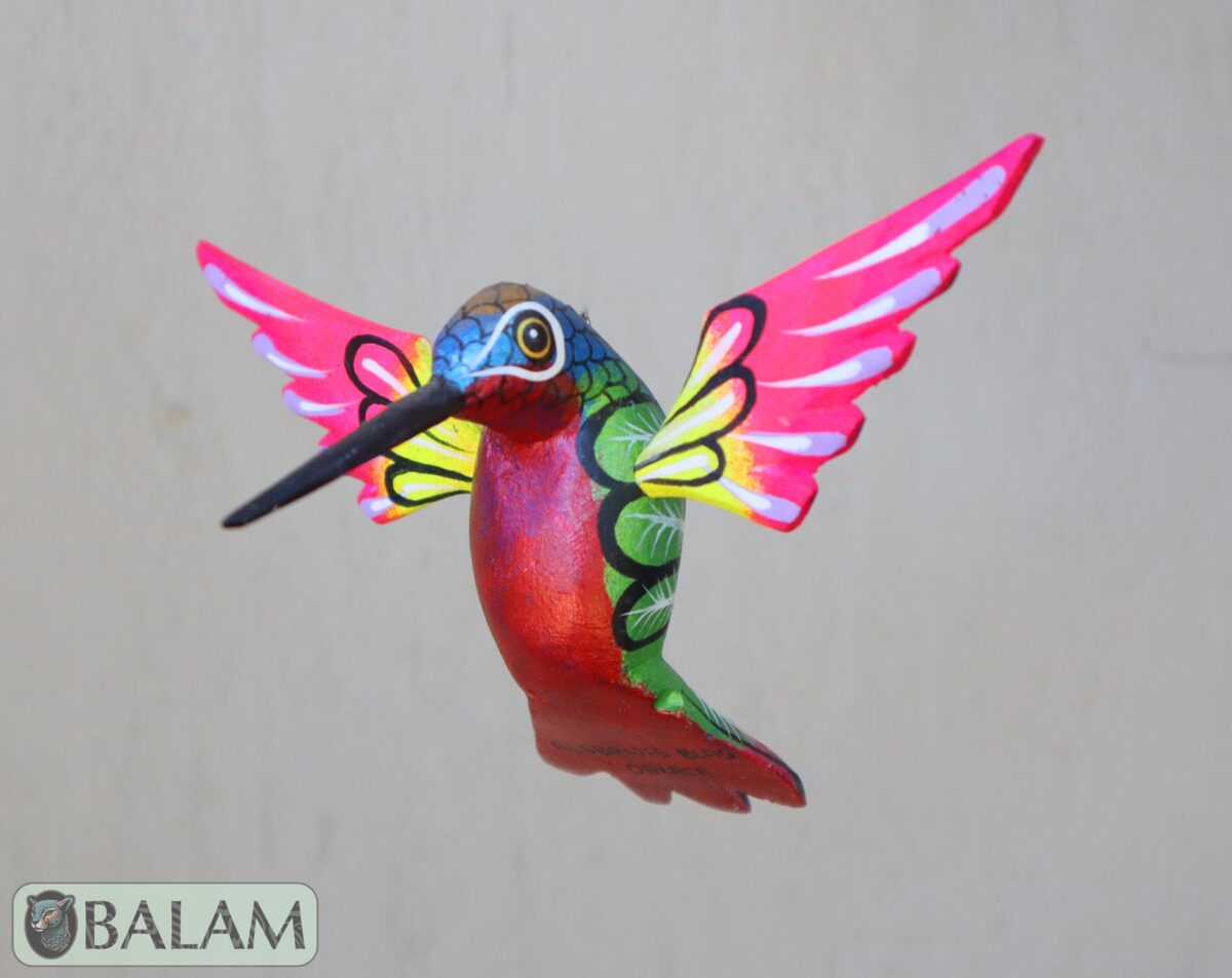 Metallic colors Hummingbird Alebrije, Hummingbird ornament, Wood copal sculpture, bird alebrije, Colibri alebrije. - Image 10