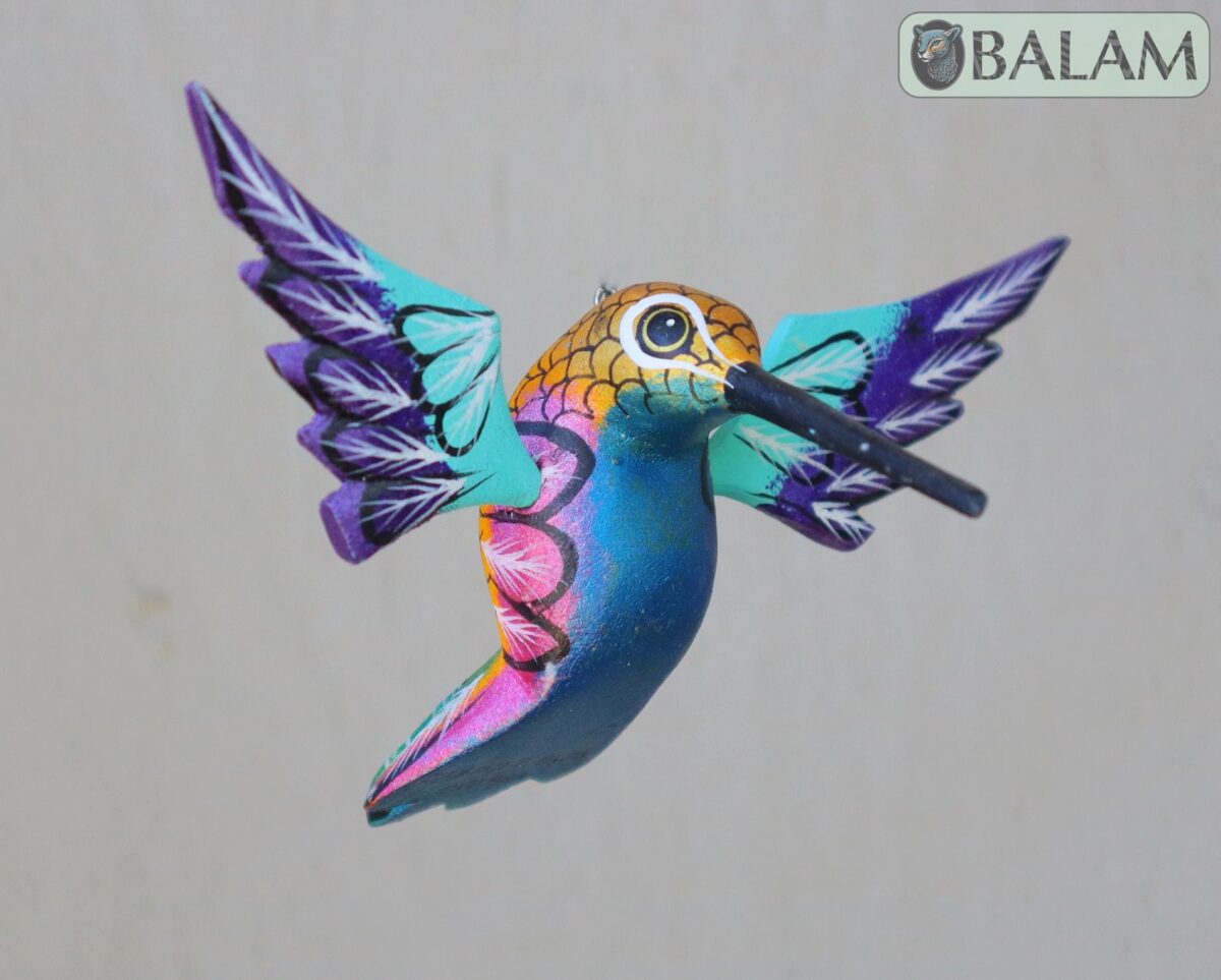 Metallic colors Hummingbird Alebrije, Hummingbird ornament, Wood copal sculpture, bird alebrije, Colibri alebrije.