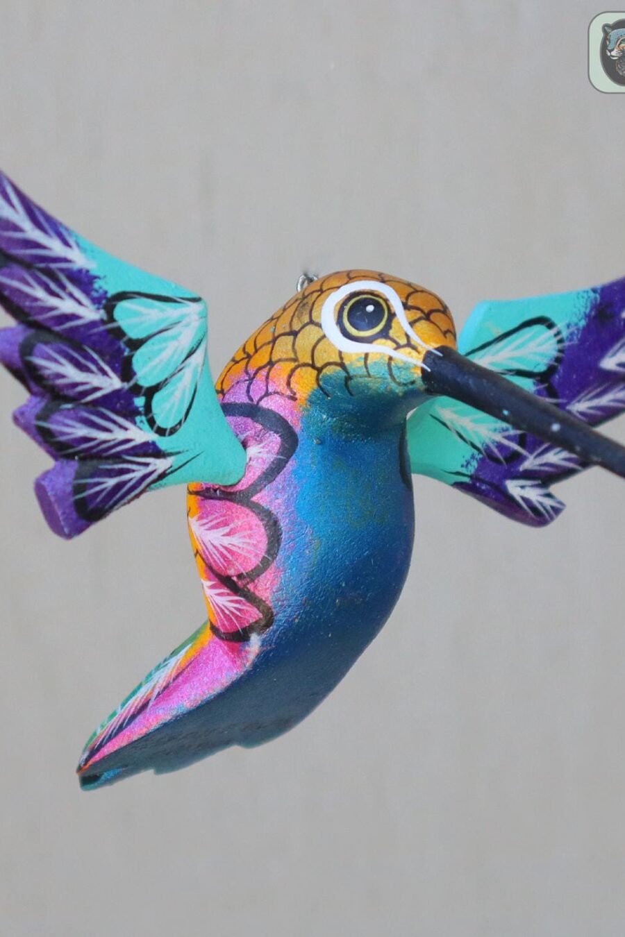Metallic colors Hummingbird Alebrije, Hummingbird ornament, Wood copal sculpture, bird alebrije, Colibri alebrije.