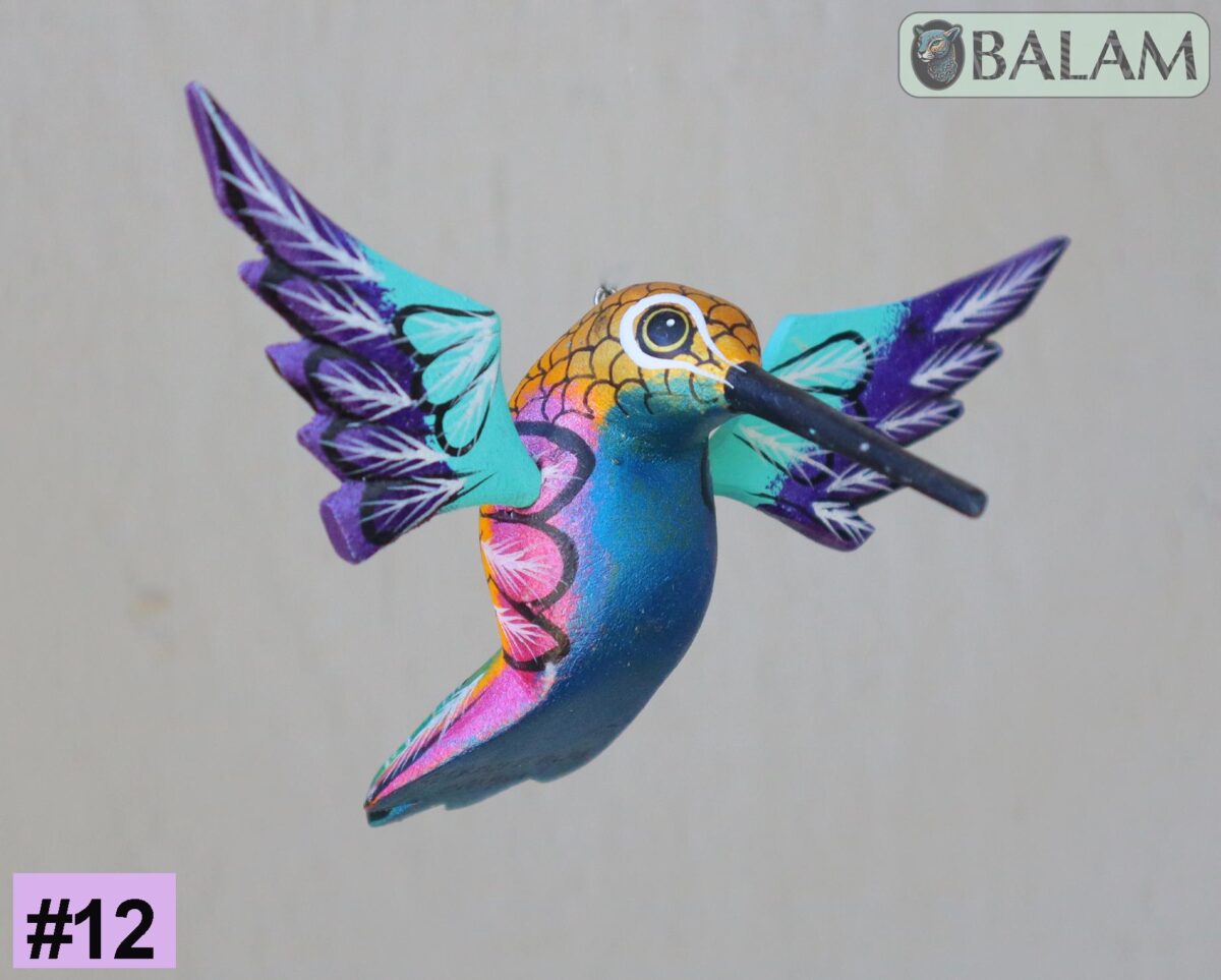 Metallic colors Hummingbird Alebrije, Hummingbird ornament, Wood copal sculpture, bird alebrije, Colibri alebrije. - Image 2