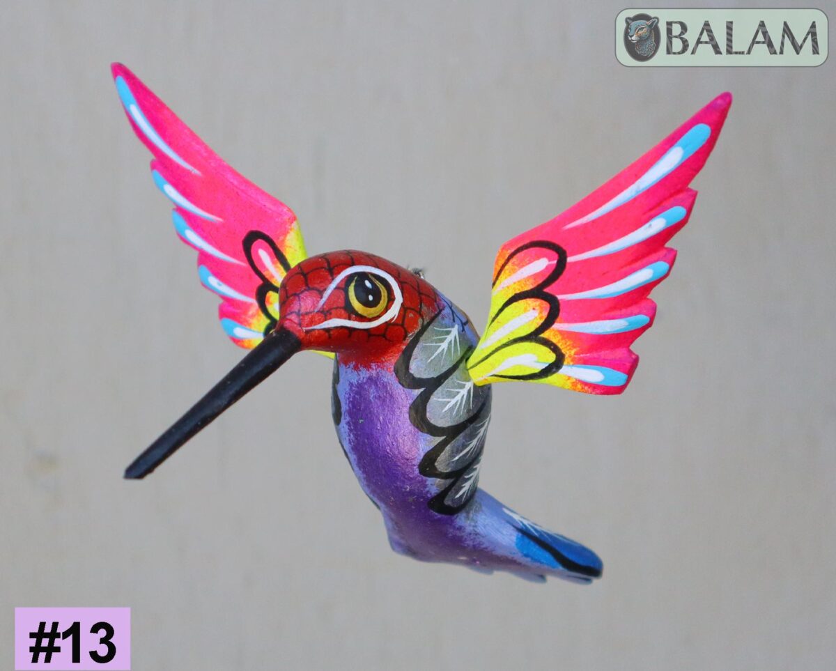 Metallic colors Hummingbird Alebrije, Hummingbird ornament, Wood copal sculpture, bird alebrije, Colibri alebrije. - Image 5