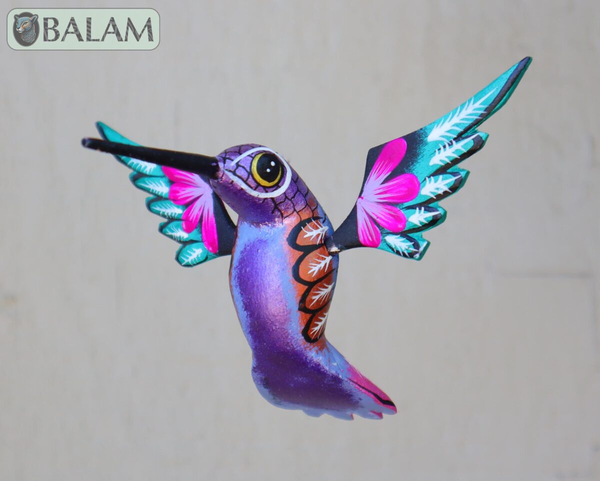 Metallic colors Hummingbird Alebrije, Hummingbird ornament, Wood copal sculpture, bird alebrije, Colibri alebrije. - Image 10