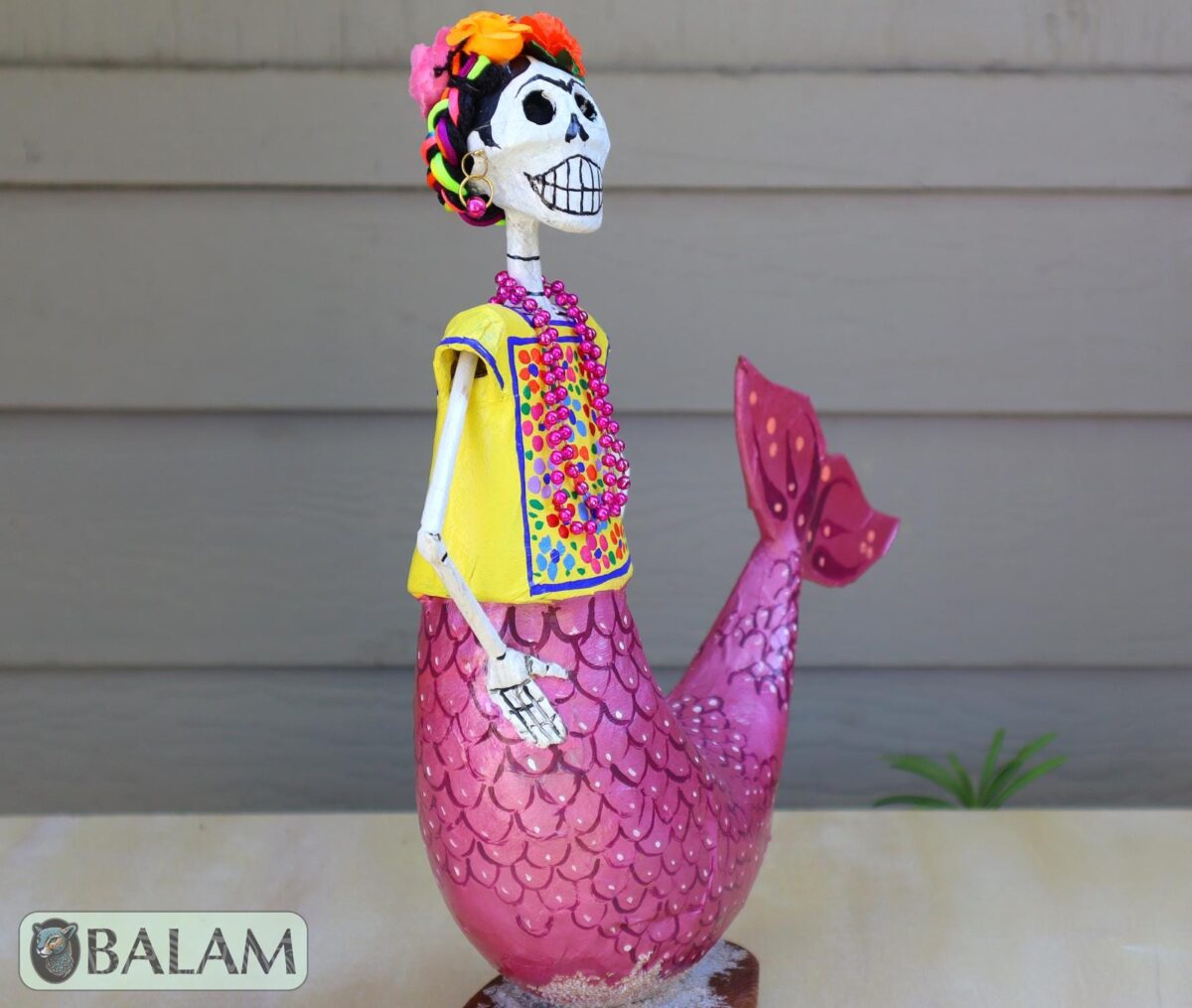 Frida Mermaid alebrije Paper mache, Mermaid alebrije, Alebrije de papel Mache, Unique Mermaid, catrina Frida Sirena, Dia de los Muertos - Image 3