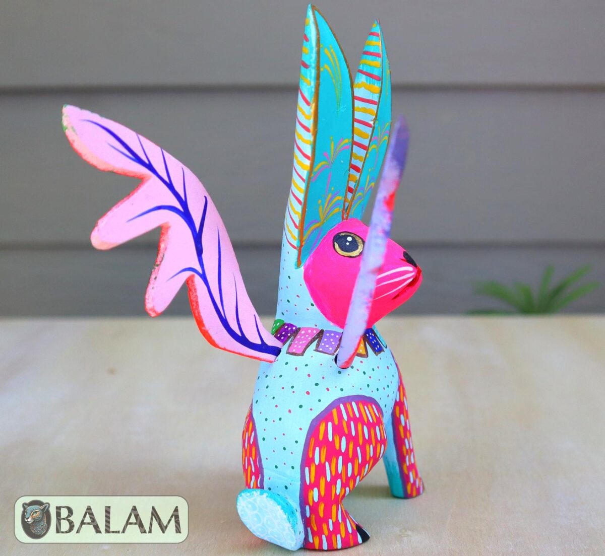 Conejo con alas, Alebrije from Oaxaca, Bunny alebrije, Copal wood sculpture, Bunny, Unique rabbit with wings, Rabbit Alebrije. - Image 4