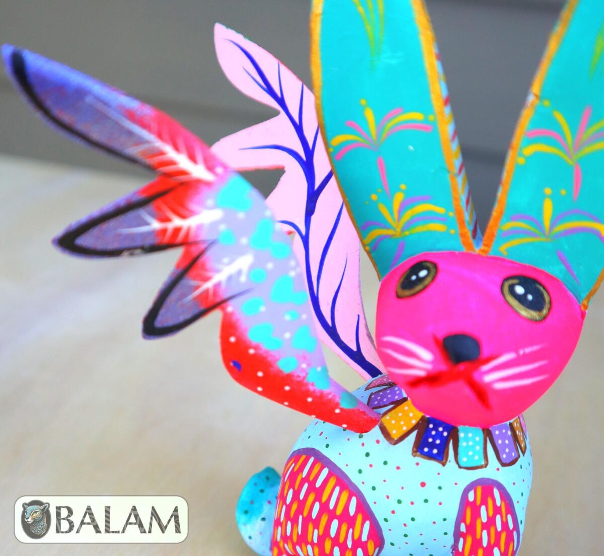 Conejo con alas, Alebrije from Oaxaca, Bunny alebrije, Copal wood sculpture, Bunny, Unique rabbit with wings, Rabbit Alebrije. - Image 7