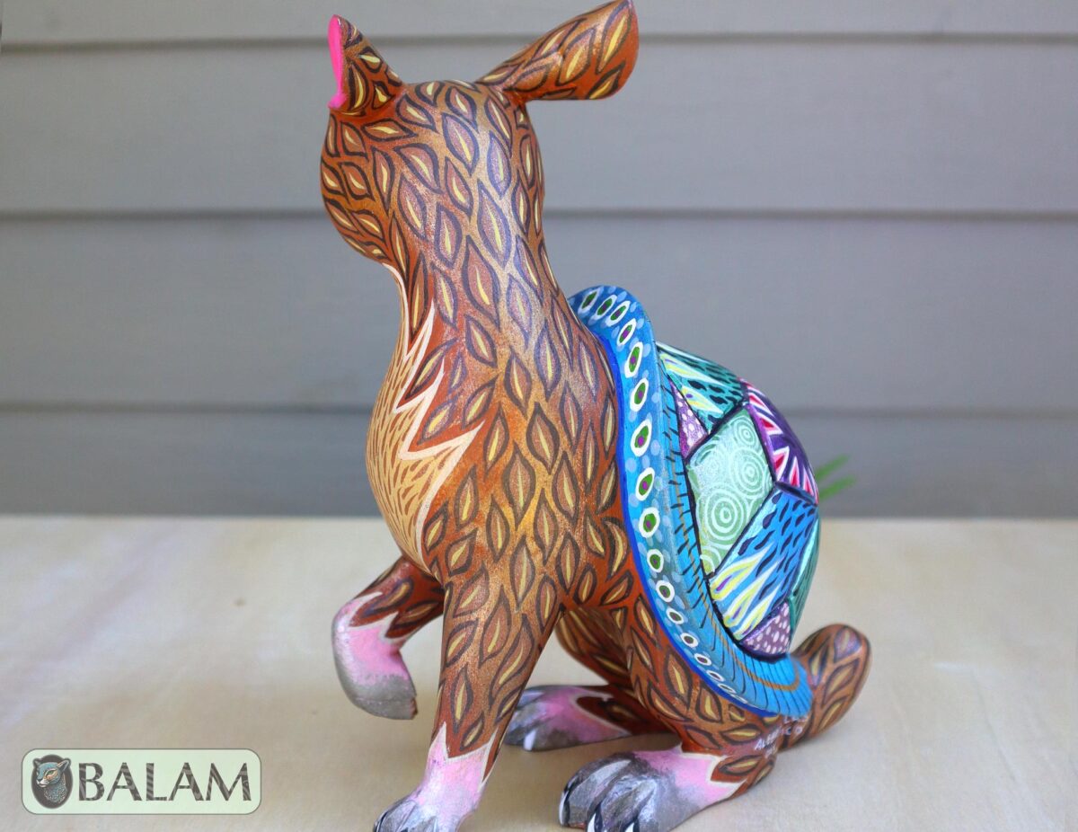 Unique alebrije art, Fusion of Turtle, Owl and Lion, Fusion alebrije, A powerful alebrije, Lion, Tortoise, Owl, lechuza, barn owl. - Image 5