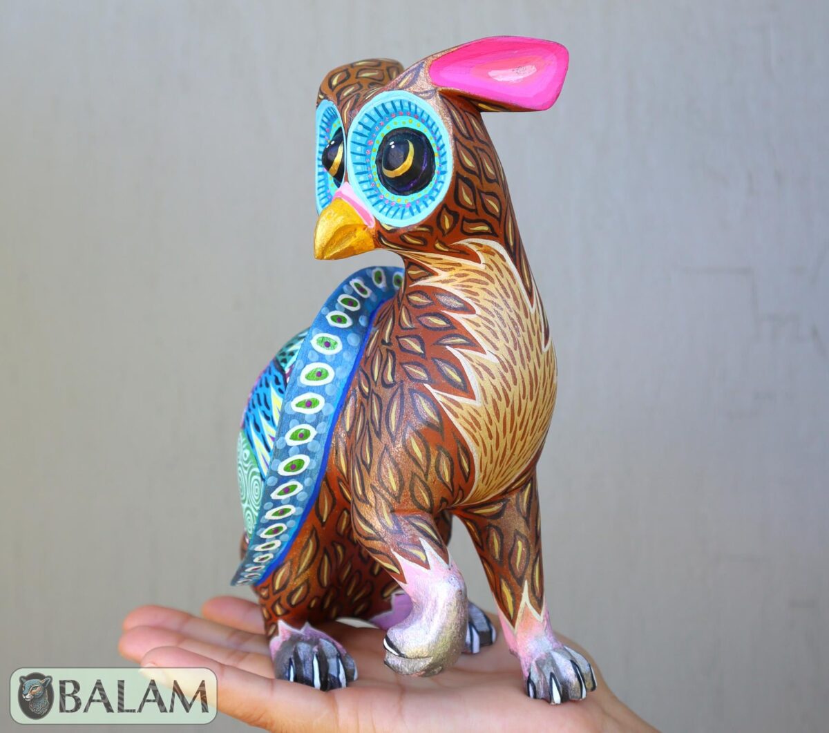 Unique alebrije art, Fusion of Turtle, Owl and Lion, Fusion alebrije, A powerful alebrije, Lion, Tortoise, Owl, lechuza, barn owl.