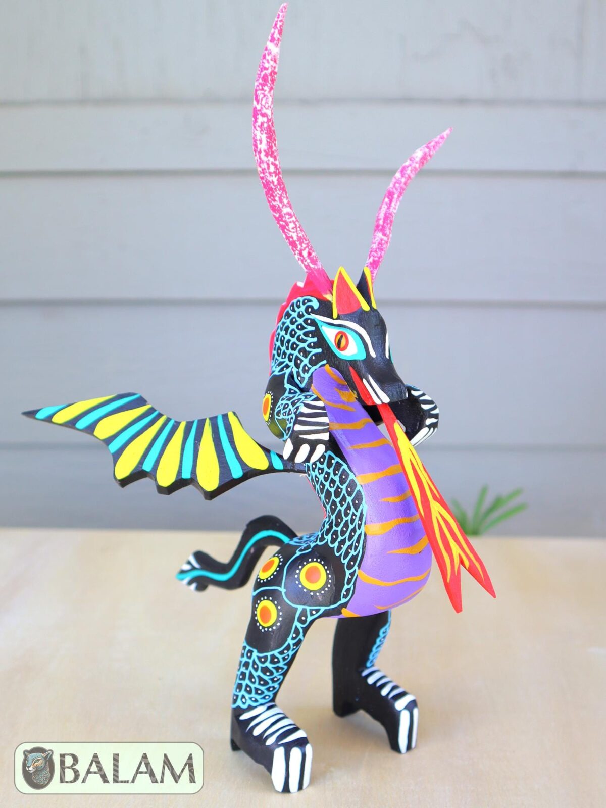 Alebrije from Oaxaca, alebrije, Copal wood sculpture, Wood Art, Alebrije art, Dragon, snake, snake with wings, magical creature. - Image 5
