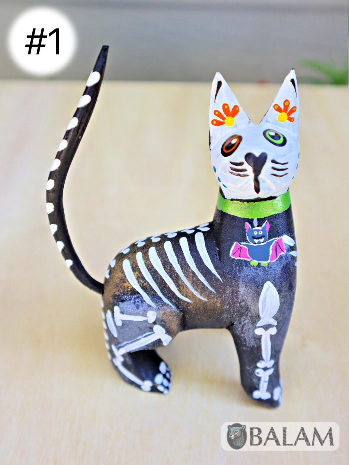 Gatito alebrije, Unique cat, Skeleton alebrije, Alebrije from Oaxaca, Cat skeleton, Copal wood sculpture, Dia de los Muertos collection. - Image 2
