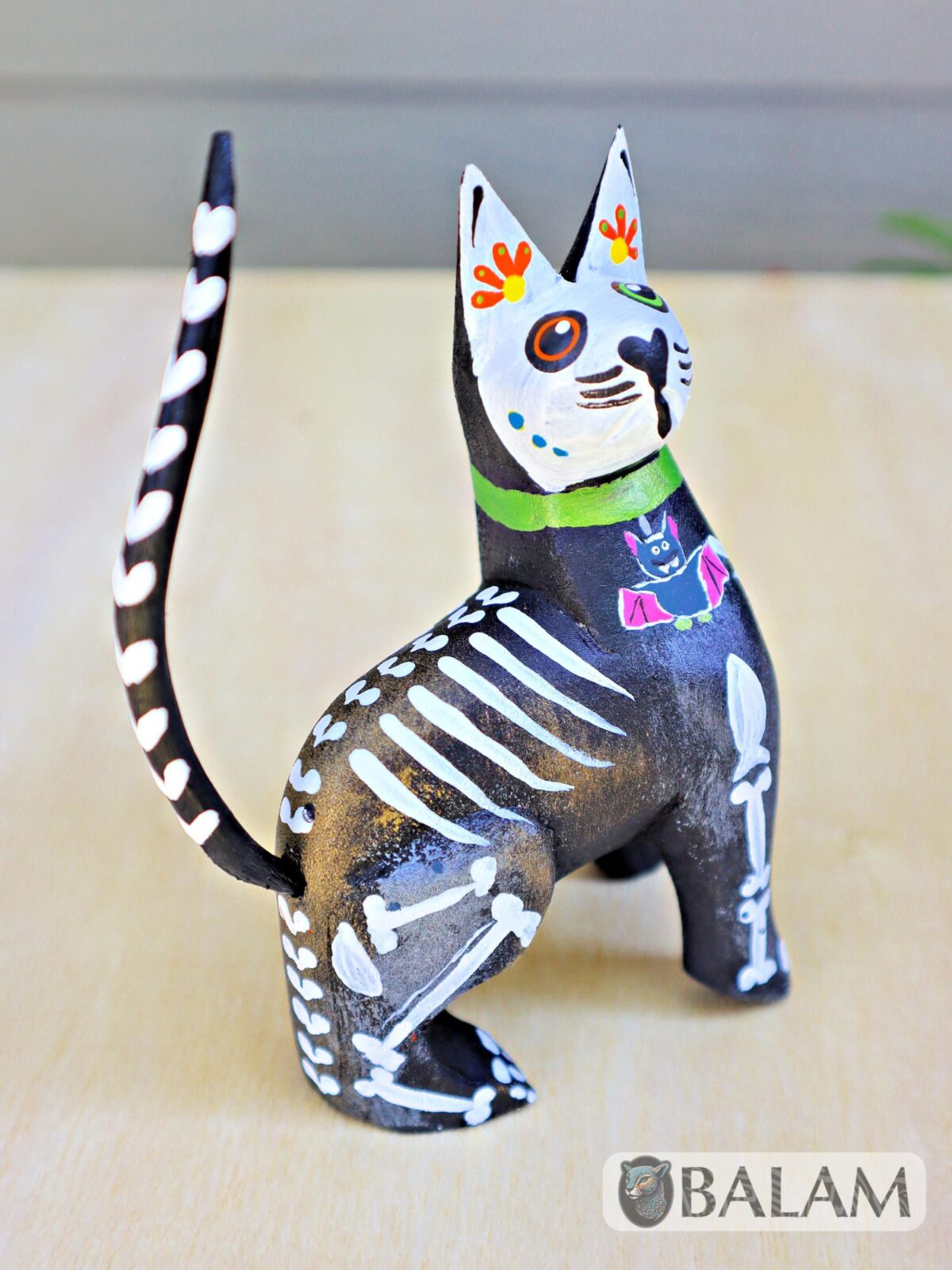 Gatito alebrije, Unique cat, Skeleton alebrije, Alebrije from Oaxaca, Cat skeleton, Copal wood sculpture, Dia de los Muertos collection. - Image 5