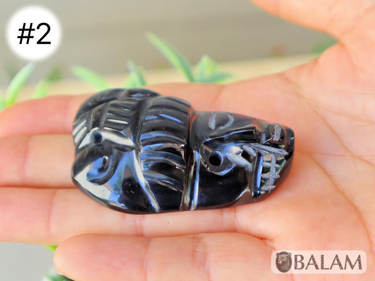 Duality pendant, Ceremonial Obsidian Pendants, carved Obsidian, Dualidad Dije, Dia de los Muertos pendant. Read description - Image 4