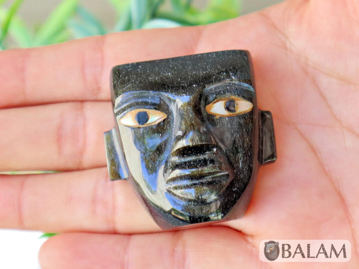 Teotihuacan pendant, Ceremonial Obsidian Pendants, carved Obsidian, Teotihuacan mask of obsidian- Read description - Image 4