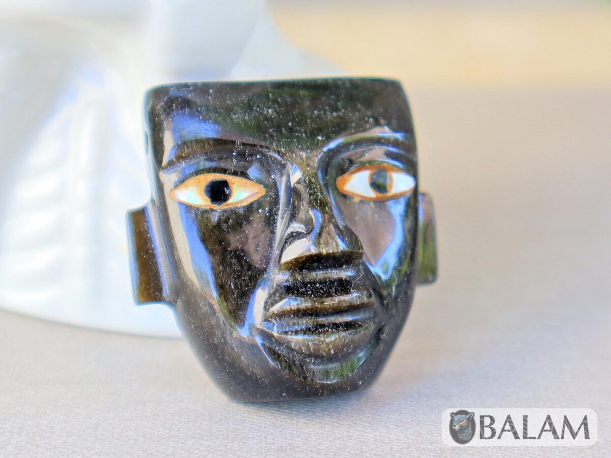 Teotihuacan pendant, Ceremonial Obsidian Pendants, carved Obsidian, Teotihuacan mask of obsidian- Read description - Image 2