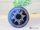 Aztec Black Obsidian Mirror, Mexica symbols, Engraved Ixchel, Hunab Ku, Sun stone or Aztec Calendar, Huitzil, 4.75 inches-Read Description