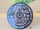 Aztec Black Obsidian Mirror, Mexica symbols, Engraved Ixchel, Hunab Ku, Sun stone or Aztec Calendar, Huitzil, 4.75 inches-Read Description