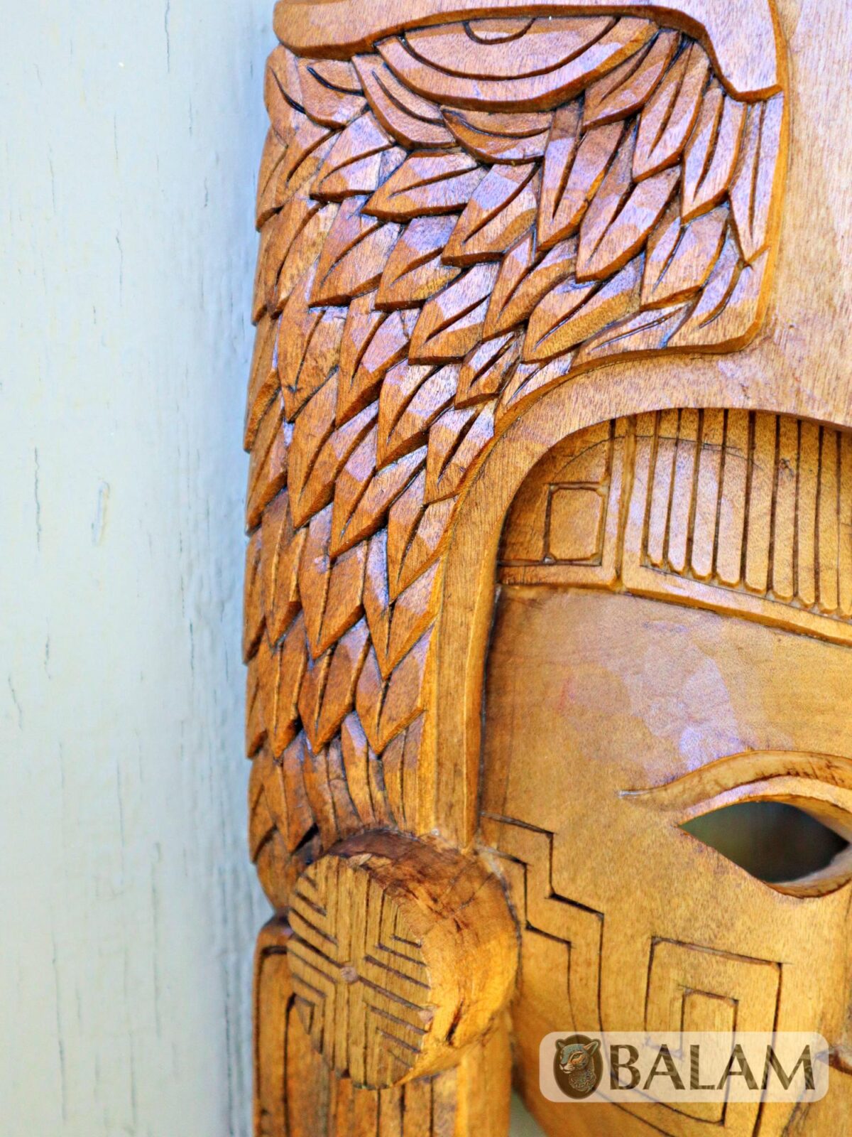Mayan Warrior Mask, Cedar wooden duality mask, Duality mask, jaguar mask, Jaguar duality warrior mask, Eagle and jaguar duality. - Image 9
