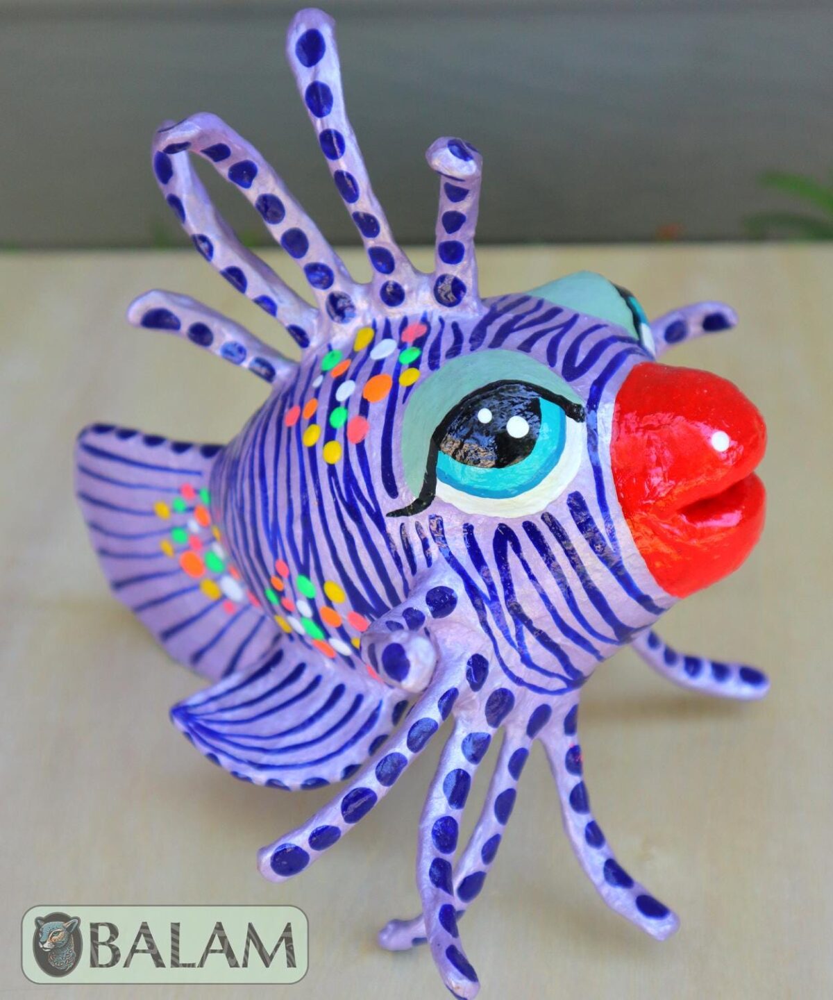 Lionfish alebrije  Paper mache, Pez Leon alebrije,  The spirits of light, Alebrije de papel Mache, Unique lionfish, supernatural creature.