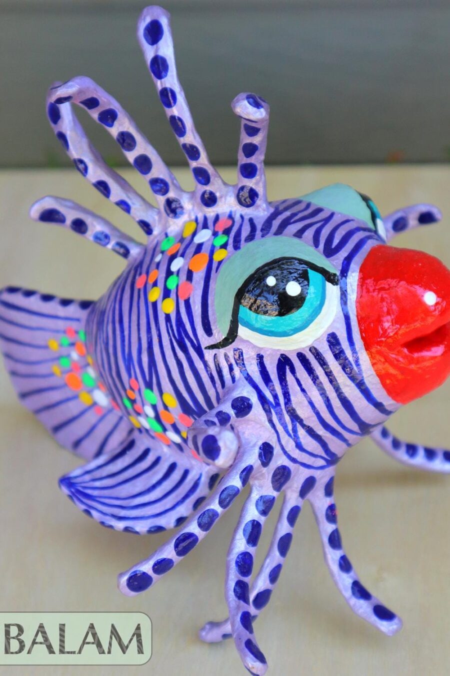 Lionfish alebrije  Paper mache, Pez Leon alebrije,  The spirits of light, Alebrije de papel Mache, Unique lionfish, supernatural creature.