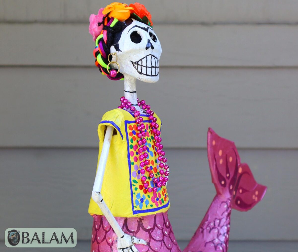 Frida Mermaid alebrije Paper mache, Mermaid alebrije, Alebrije de papel Mache, Unique Mermaid, catrina Frida Sirena, Dia de los Muertos - Image 6