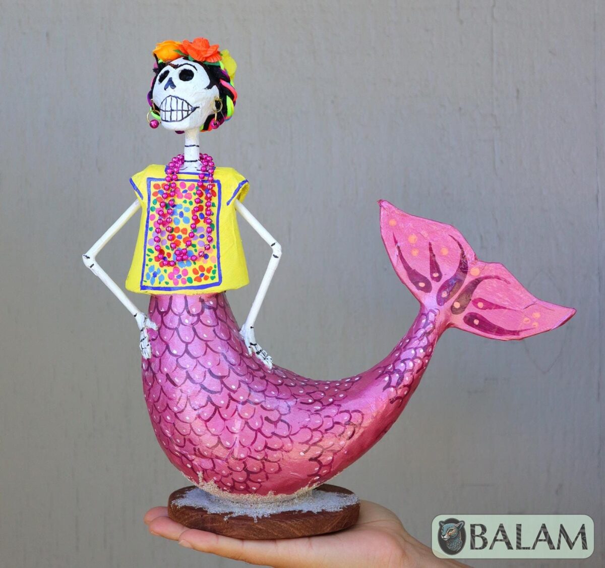 Frida Mermaid alebrije Paper mache, Mermaid alebrije, Alebrije de papel Mache, Unique Mermaid, catrina Frida Sirena, Dia de los Muertos