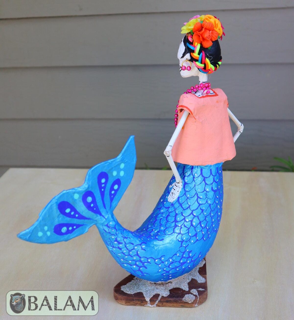 Frida Mermaid alebrije Paper mache, Mermaid alebrije, Alebrije de papel Mache, Unique Mermaid, catrina Frida Sirena, Dia de los Muertos - Image 5