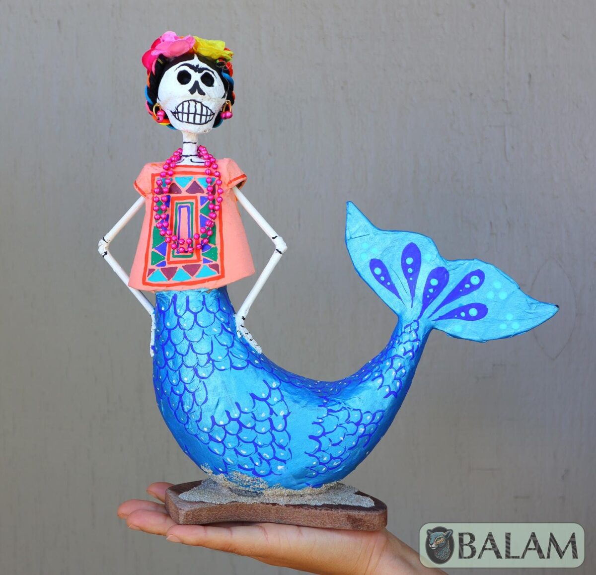 Frida Mermaid alebrije Paper mache, Mermaid alebrije, Alebrije de papel Mache, Unique Mermaid, catrina Frida Sirena, Dia de los Muertos