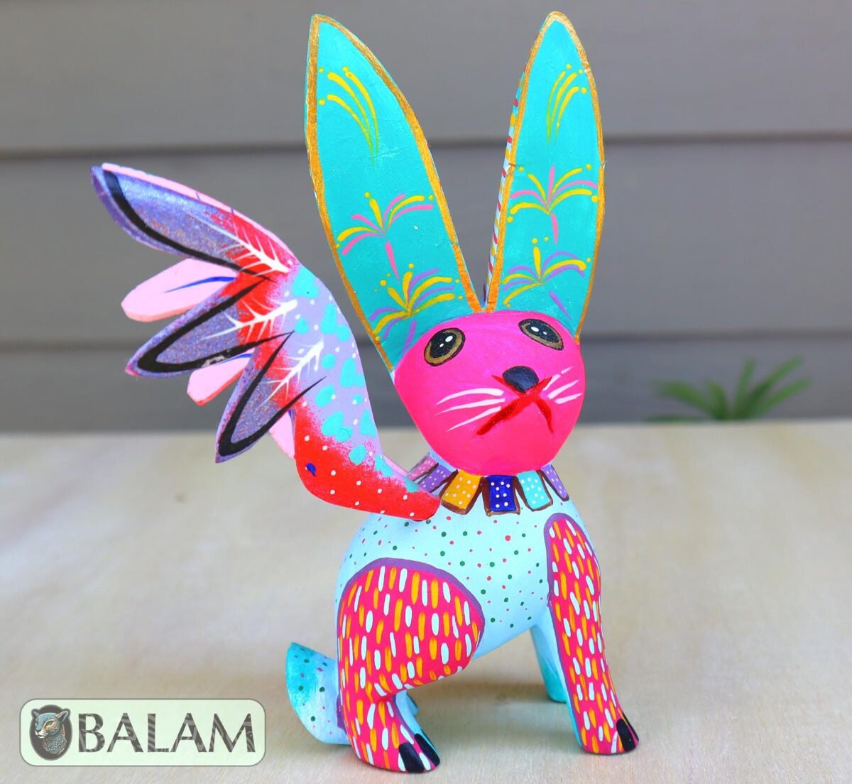 Conejo con alas, Alebrije from Oaxaca, Bunny alebrije, Copal wood sculpture, Bunny, Unique rabbit with wings, Rabbit Alebrije. - Image 5