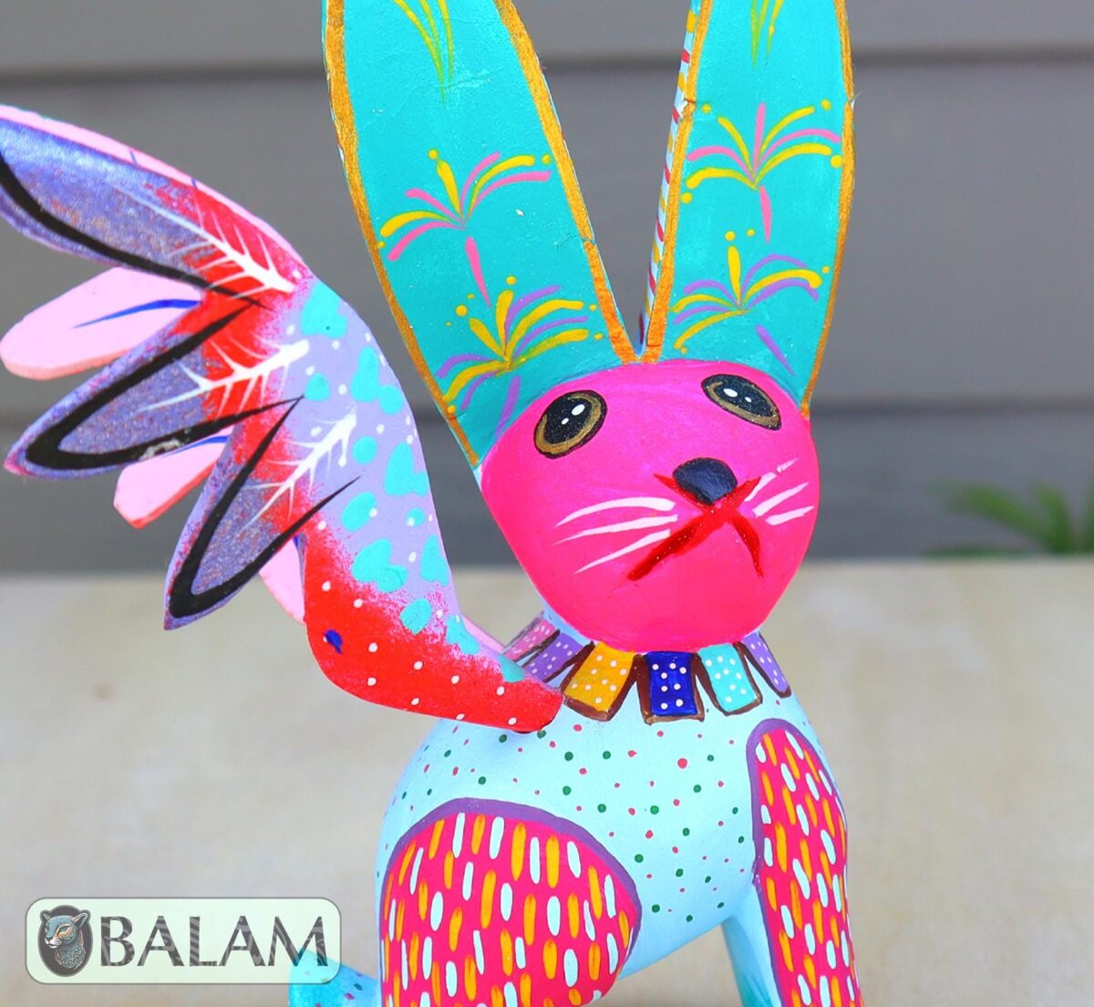 Conejo con alas, Alebrije from Oaxaca, Bunny alebrije, Copal wood sculpture, Bunny, Unique rabbit with wings, Rabbit Alebrije. - Image 6