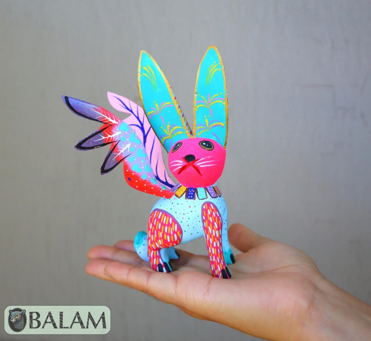 Conejo con alas, Alebrije from Oaxaca, Bunny alebrije, Copal wood sculpture, Bunny, Unique rabbit with wings, Rabbit Alebrije. - Image 9